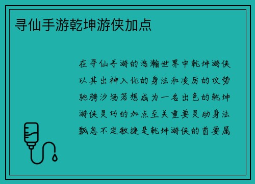 寻仙手游乾坤游侠加点